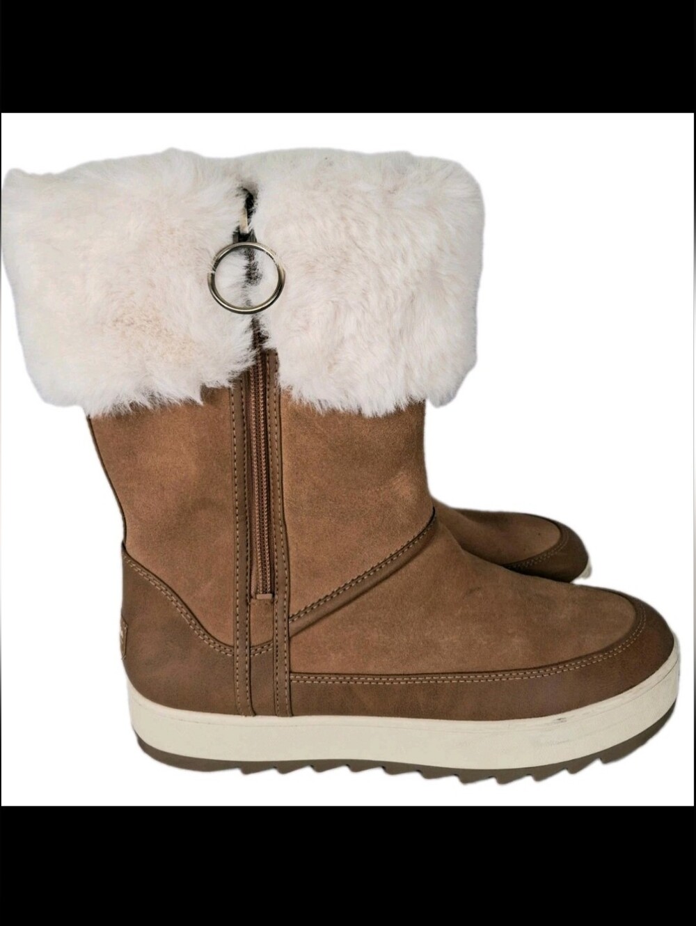 Koolaburra by UGG Women's Tynlee Suede Boots Size 9 Chestnut Brown Faux-fur Zip